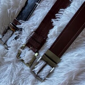 Lot of 3 Leather Belts Brown + Black (Bonus) Men’s Size ~48–55